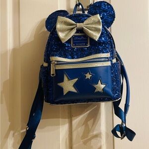 Loungefly Disney Wishes Come True  Blue and Gold Star Backpack